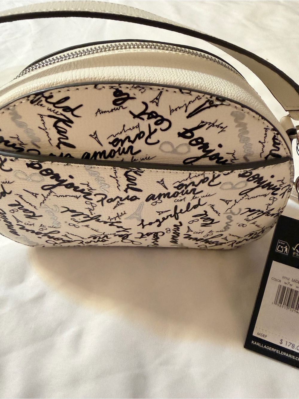 Karl Lagerfeld Cream and Black Cat Face Crossbody Bag - Picture 3 of 5